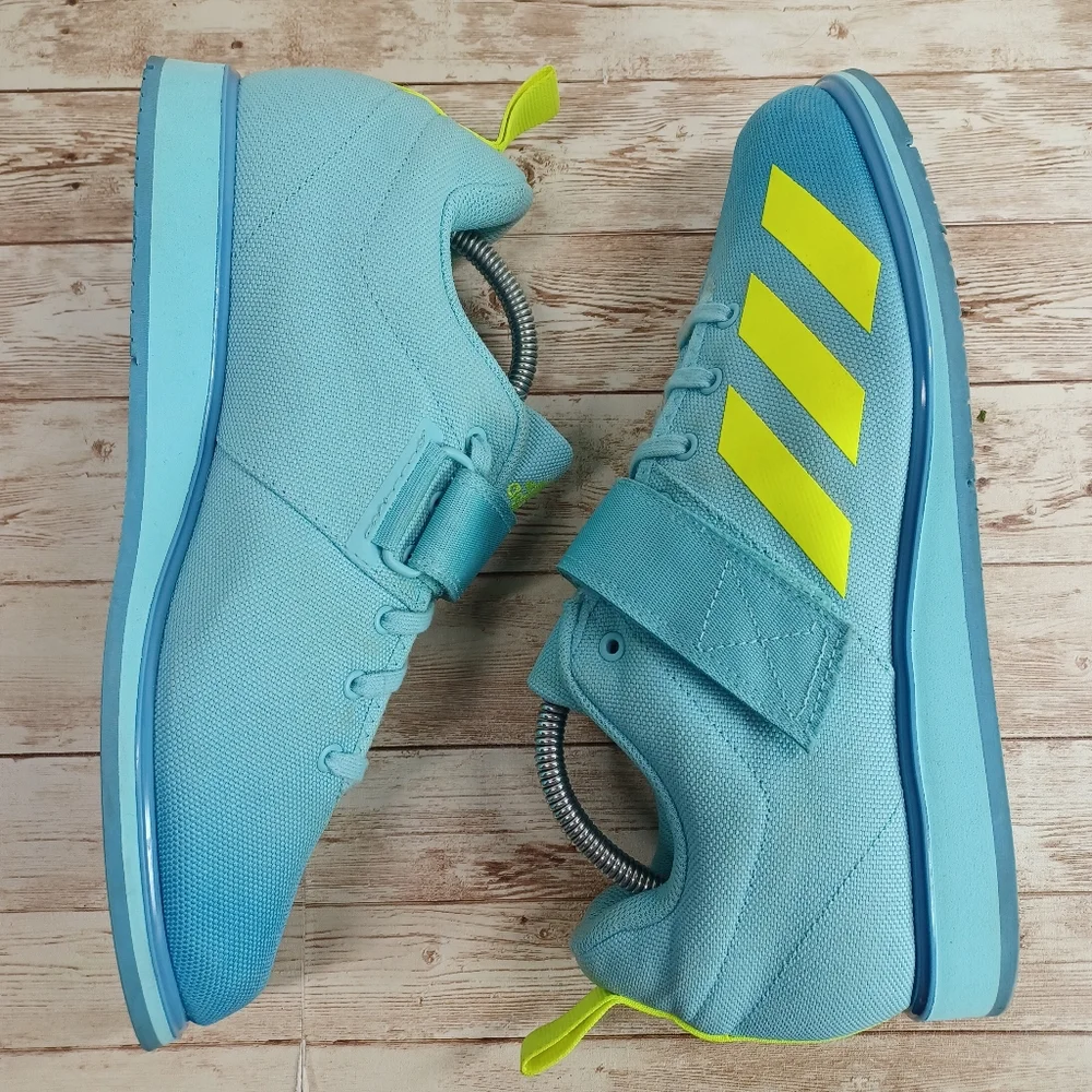 Adidas PowerLift 4 Cross Trainer Hazy Sky Blue Solar Yellow Gym Shoes Women's 10